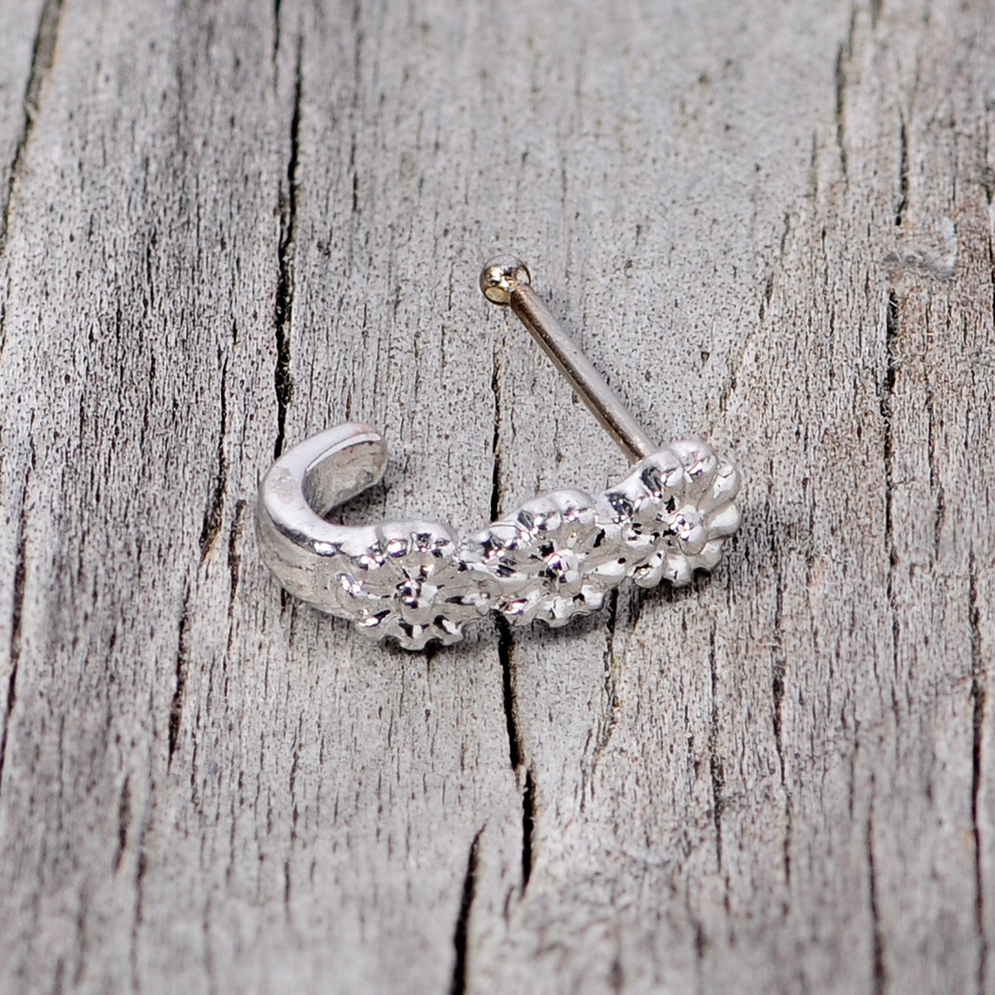 20G 3/8 Steel Daisy Chain Flower Faux Hoop Nose Bone