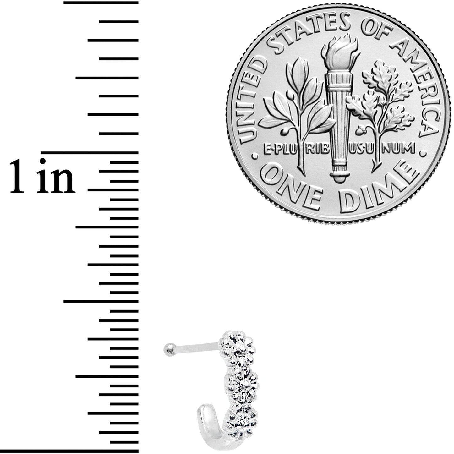 20G 3/8 Steel Daisy Chain Flower Faux Hoop Nose Bone