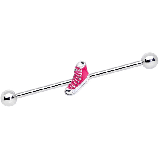 14G Pink High Top Sneaker Industrial Barbell 38mm