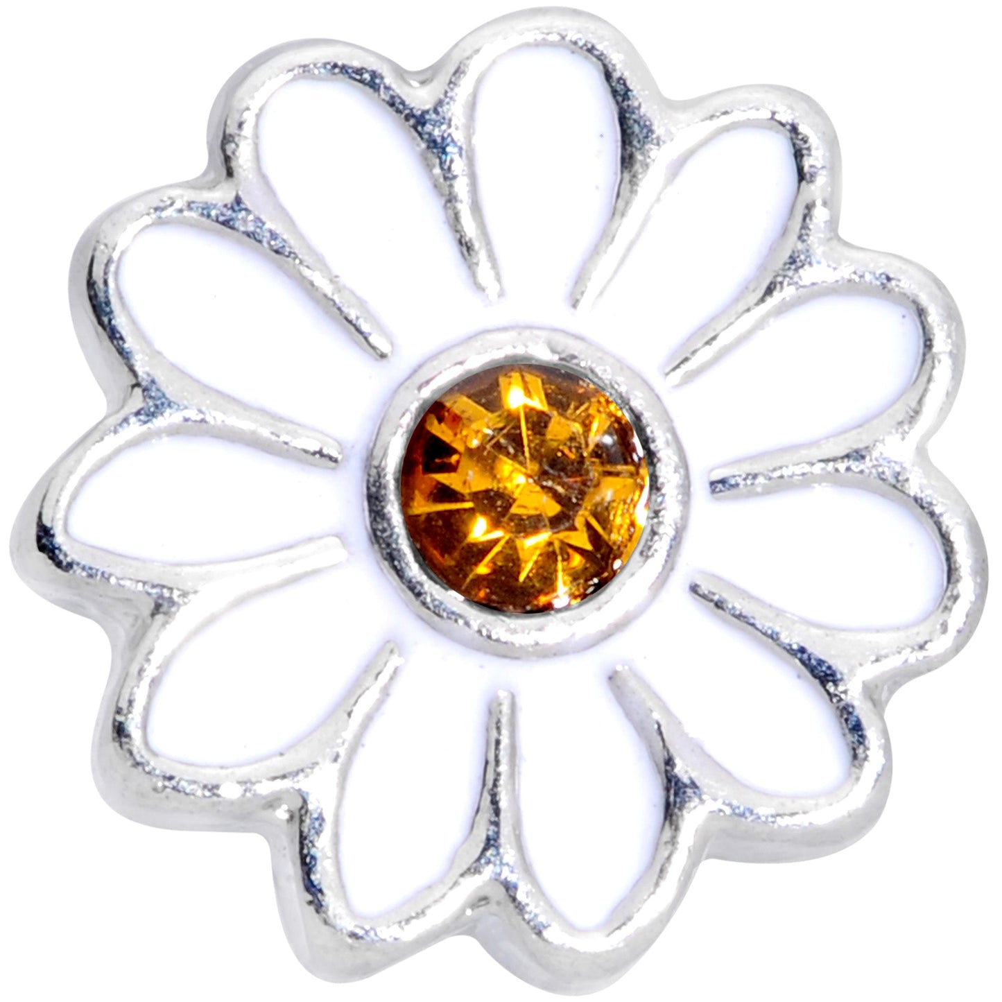 16G 5/16 Yellow Gem White Daisy Flower Labret Monroe Tragus