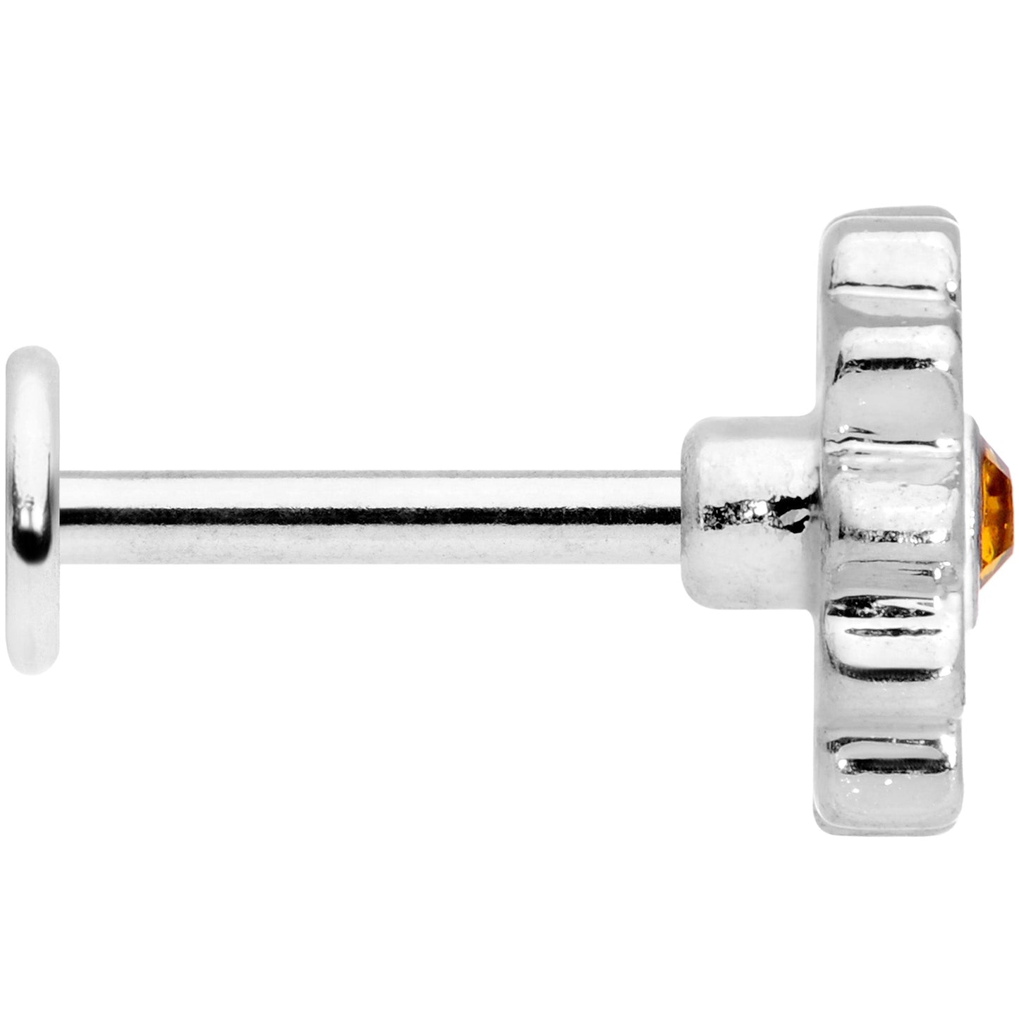 16G 5/16 Yellow Gem White Daisy Flower Labret Monroe Tragus