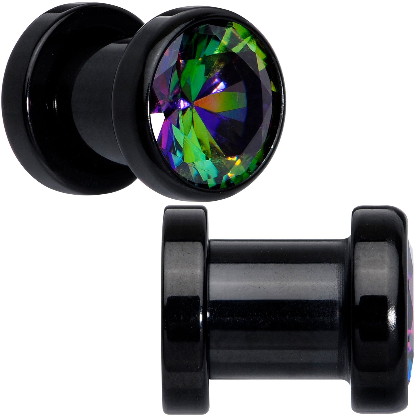 Vitrail CZ Gem Black Screw Fit Plug Set