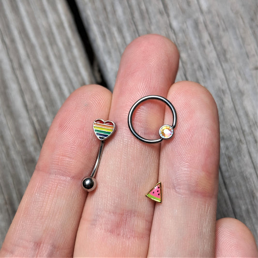 20G 5/16 Gold Tone Watermelon L Shaped Nose Ring
