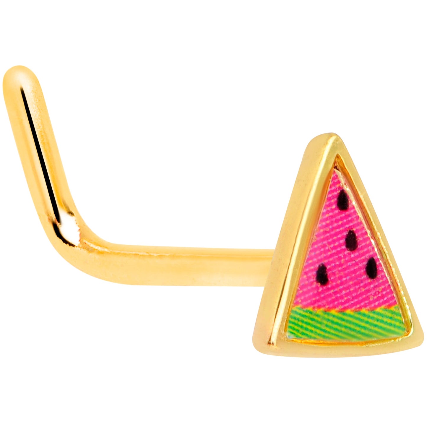 20G 5/16 Gold Tone Watermelon L Shaped Nose Ring