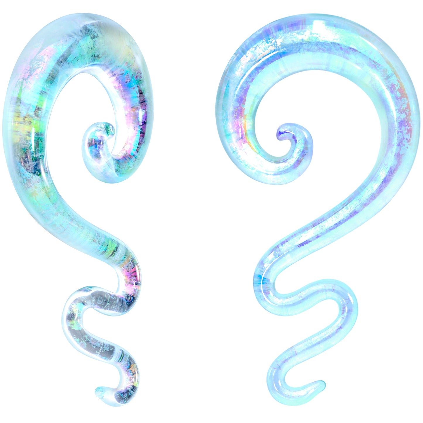 00G Iridescent Clear Glass Zig Zag Spiral Taper Set