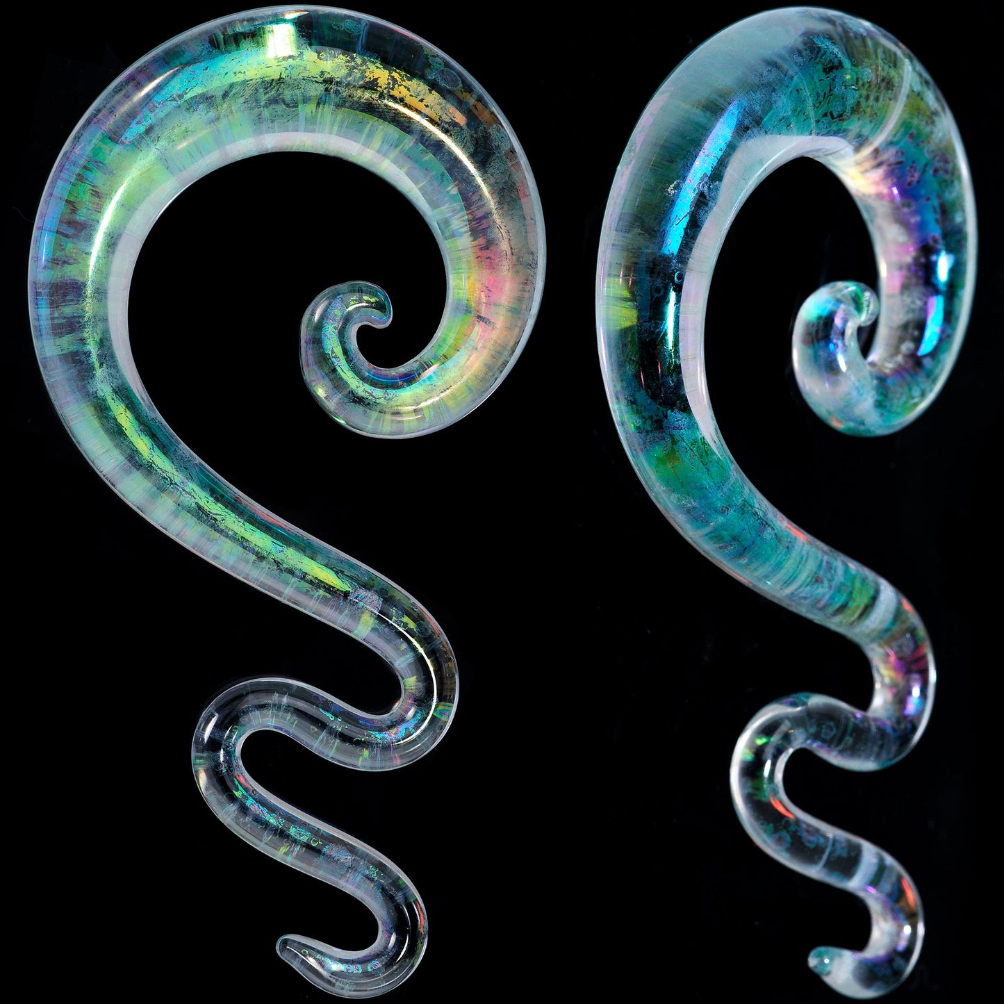 00G Iridescent Clear Glass Zig Zag Spiral Taper Set