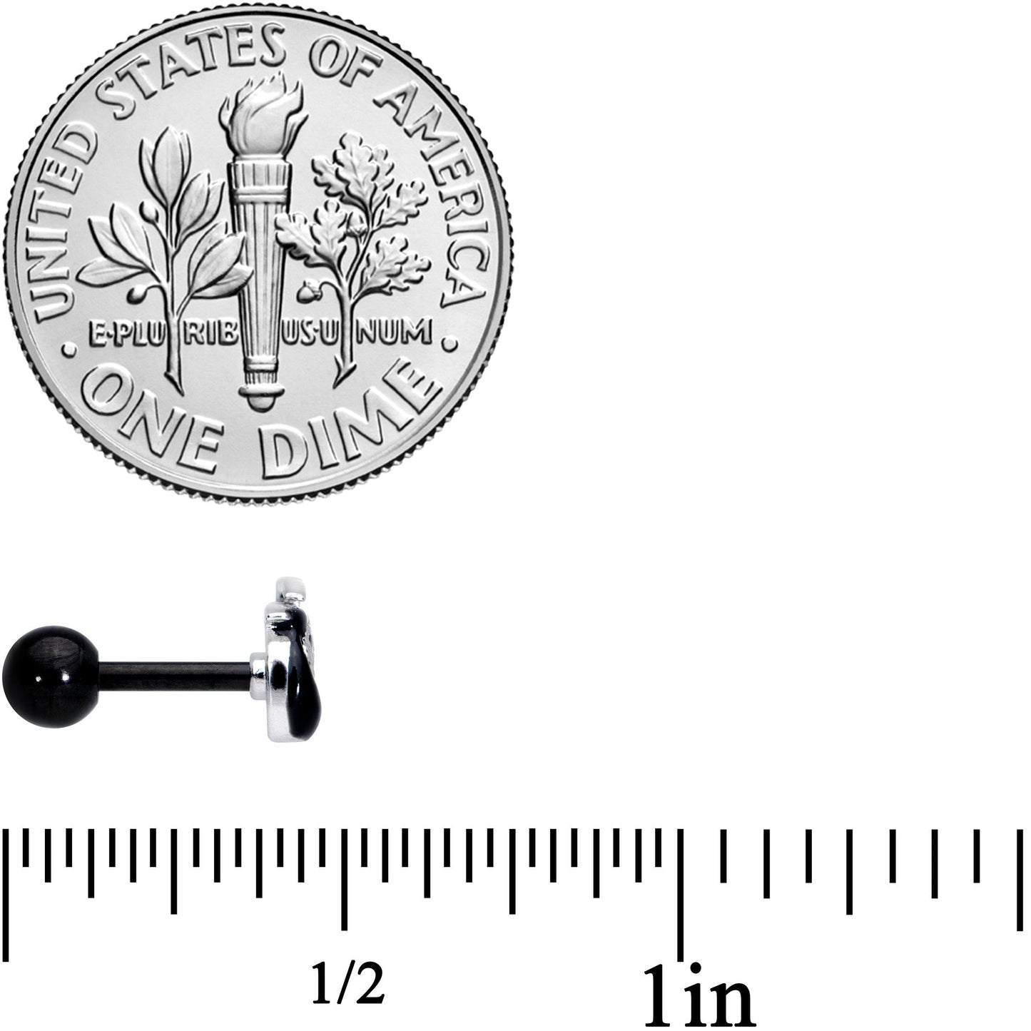 16G 1/4 Black Grim Reaper Halloween Cartilage Tragus