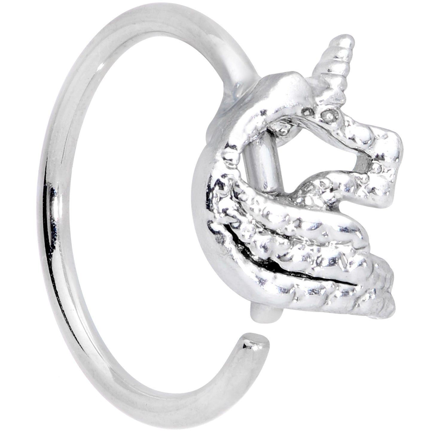 20G 5/16 Clear CZ Gem Silhouette Unicorn Nose Hoop