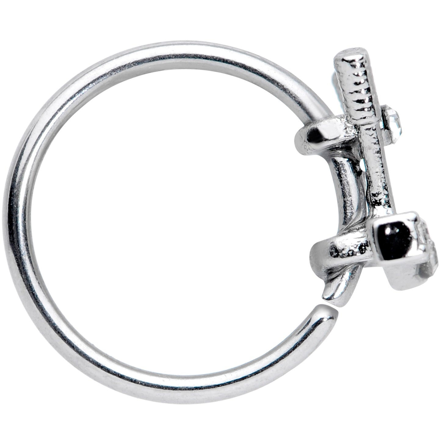 20G 5/16 Clear CZ Gem Crossed Golf Clubs Nose Hoop