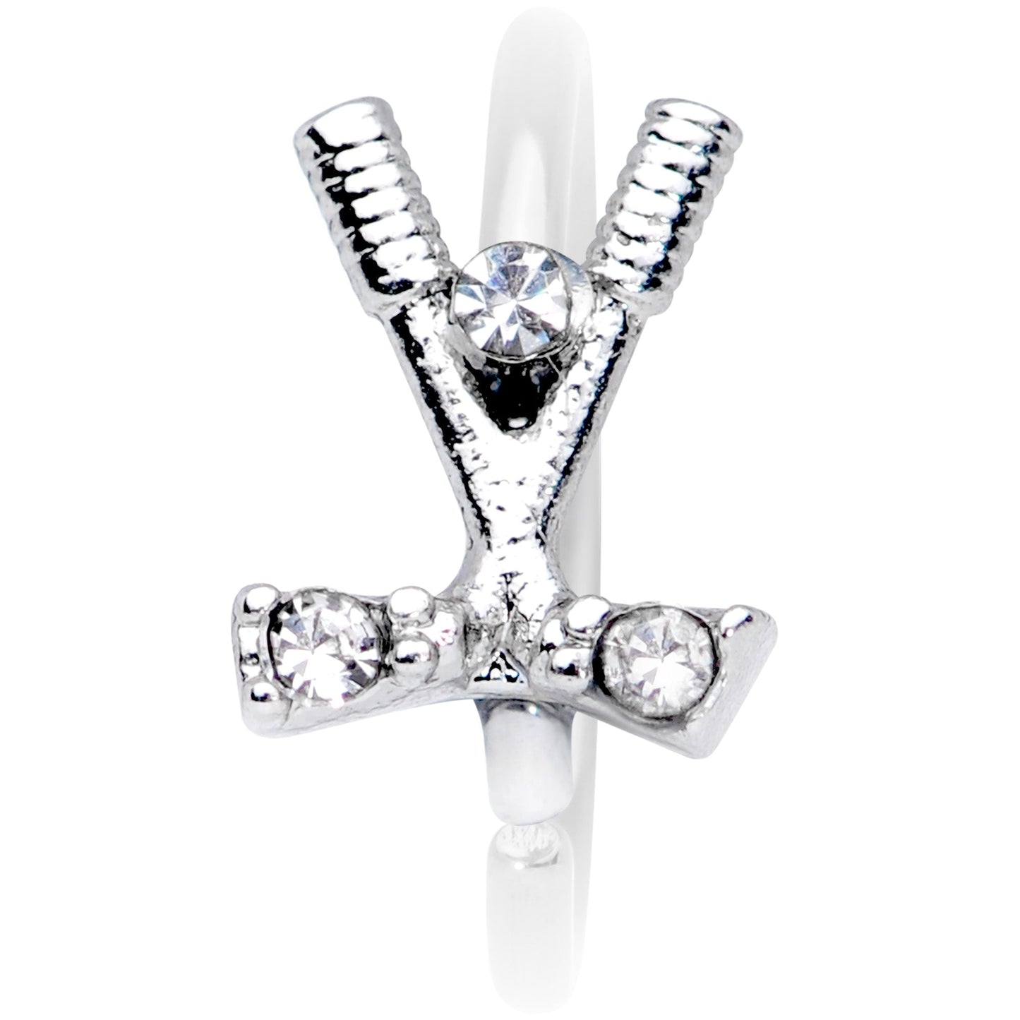 20G 5/16 Clear CZ Gem Crossed Golf Clubs Nose Hoop