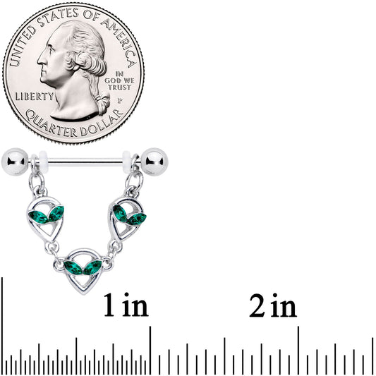 14G 1/2 Green Gem Trio UFO Space Alien Dangle Nipple Ring Set