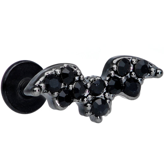 16G 5/16 Black Gem Black Bat Halloween Labret Monroe Tragus