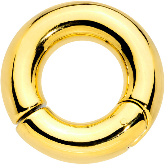 0G 5/8 Gold Tone PVD Steel Hinged Segment Ring