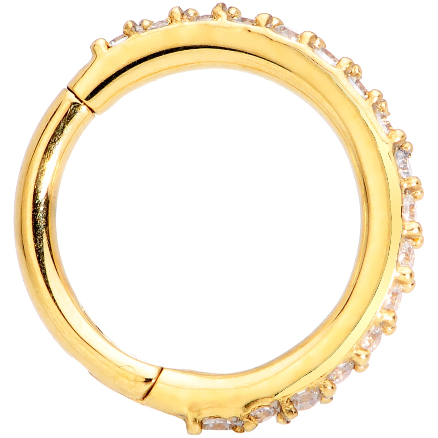 16G 5/16 Clear CZ Gem Gold Tone Hinged Segment Ring