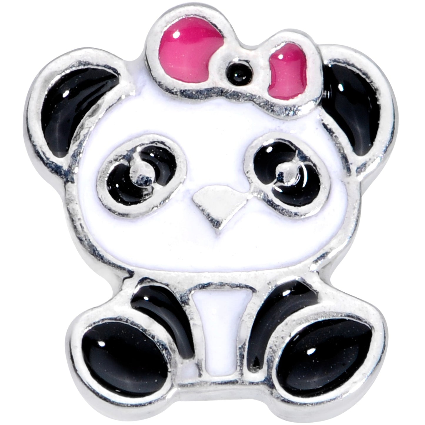 16G 1/4 Black White Panda Bear Cartilage Tragus Earring