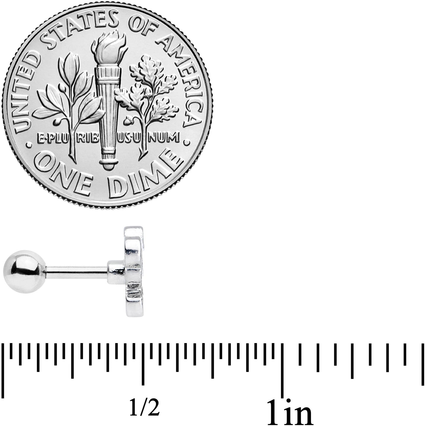 16G 1/4 Black White Panda Bear Cartilage Tragus Earring