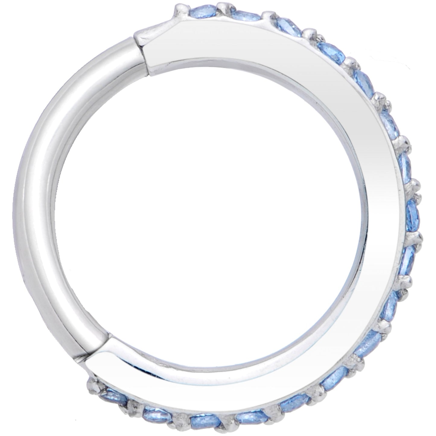 16G 5/16 Aqua CZ Gem Stainless Steel Hinged Segment Ring