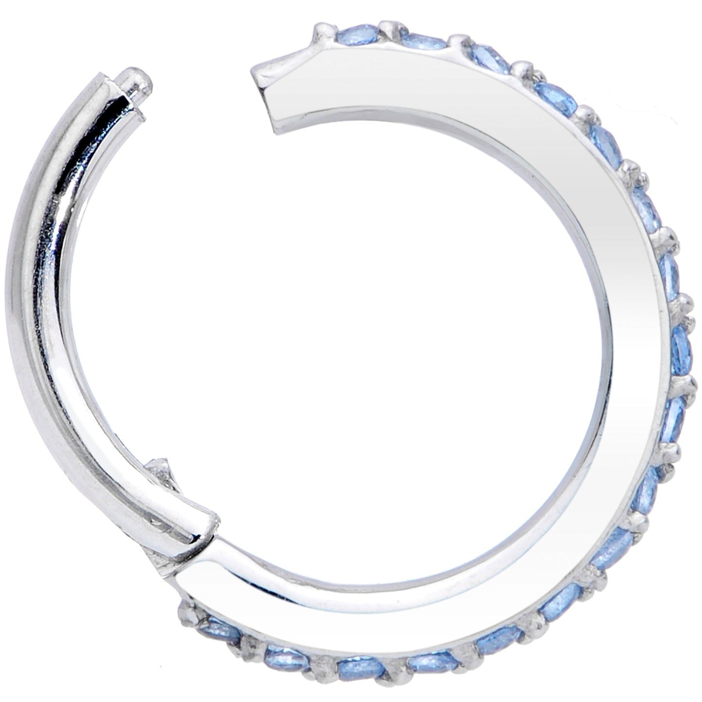 16G 5/16 Aqua CZ Gem Stainless Steel Hinged Segment Ring