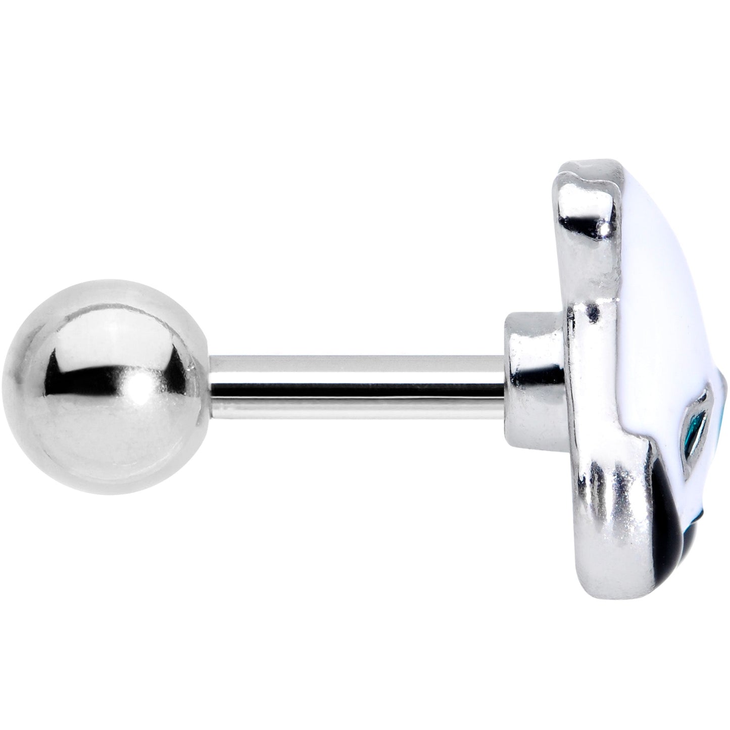 16G 1/4 Black White Round Panda Bear Cartilage Tragus Earring