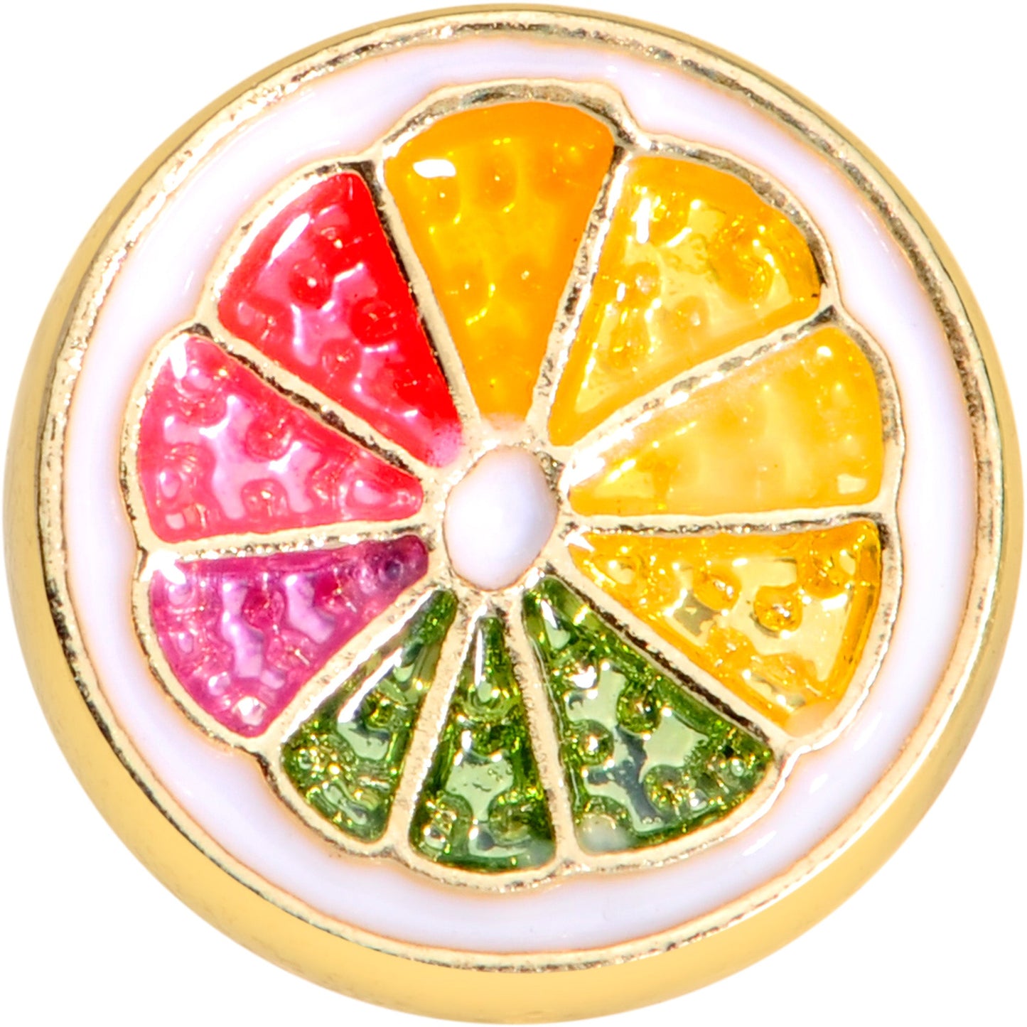 16G 1/4 Gold Tone Rainbow Grapefruit Cartilage Tragus