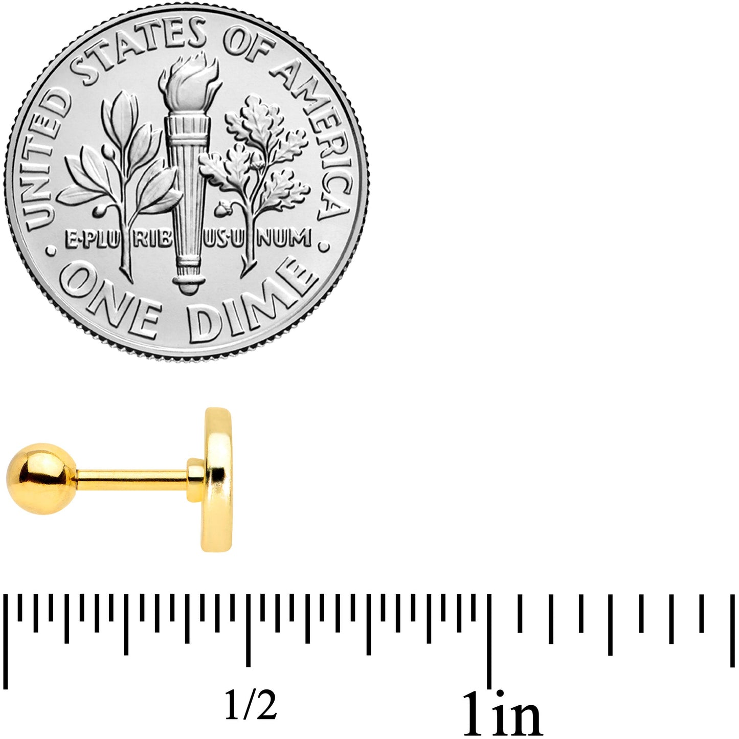 16G 1/4 Gold Tone Rainbow Grapefruit Cartilage Tragus