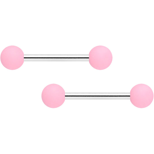 14G 9/16 Pink Peach Matte Barbell Nipple Ring Set of 4