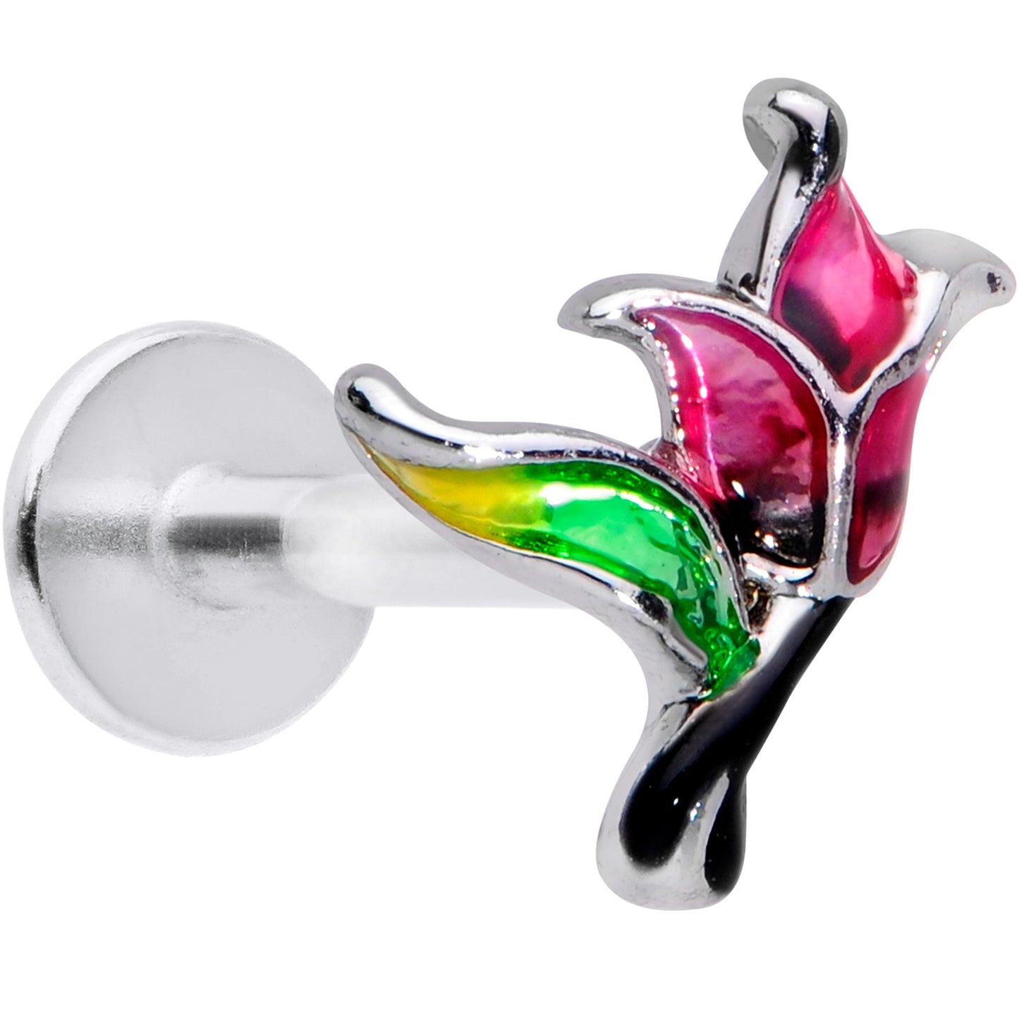 16G 5/16 Green Purple Tropical Flower Labret Monroe Tragus