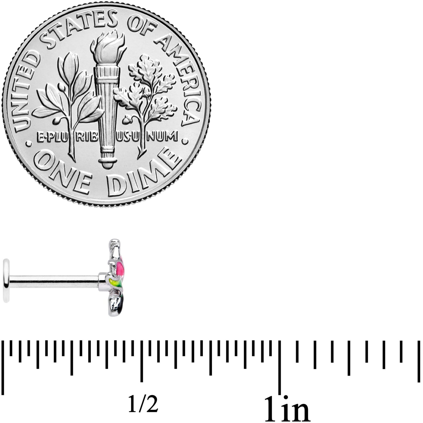 16G 5/16 Green Purple Tropical Flower Labret Monroe Tragus