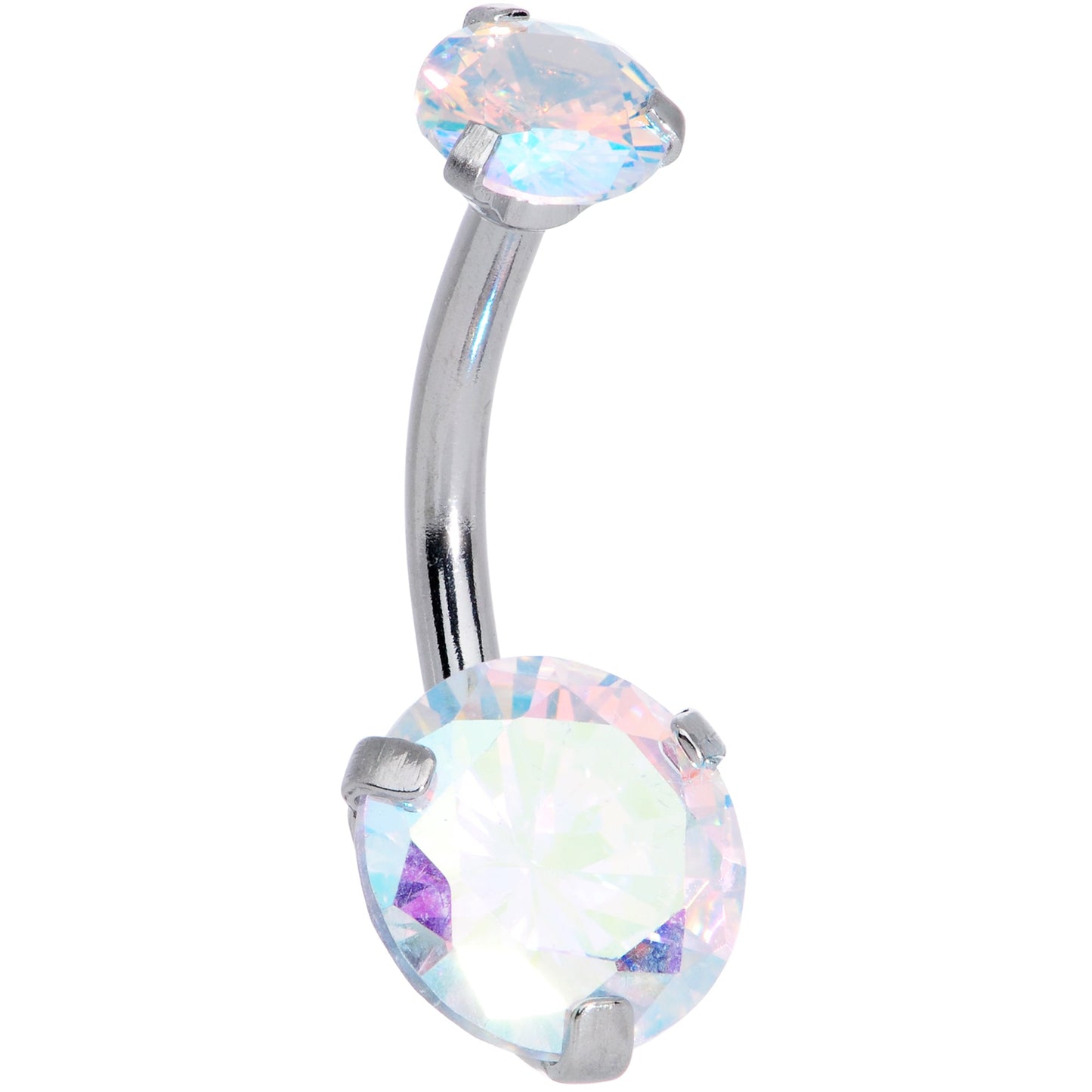 Aurora CZ Gem Duo Internally Threaded Belly Ring