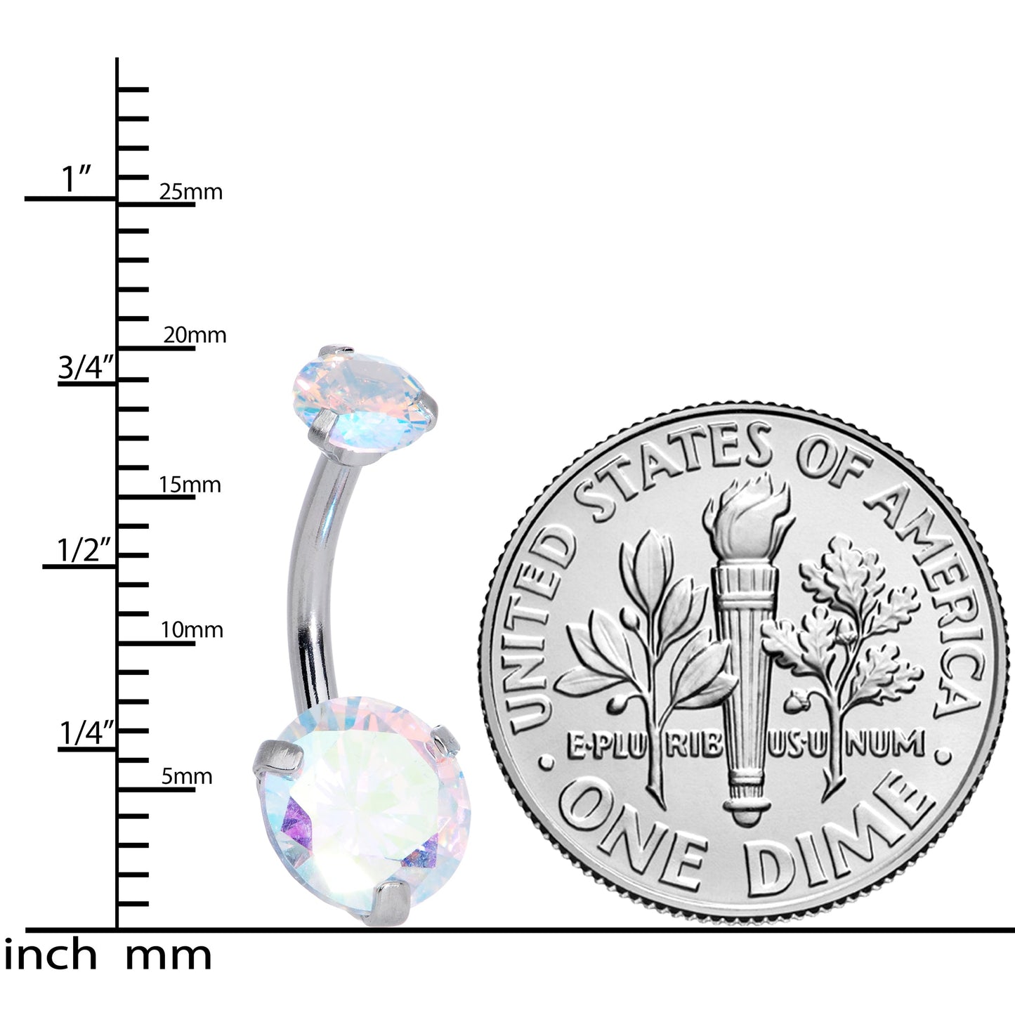 Aurora CZ Gem Duo Internally Threaded Belly Ring