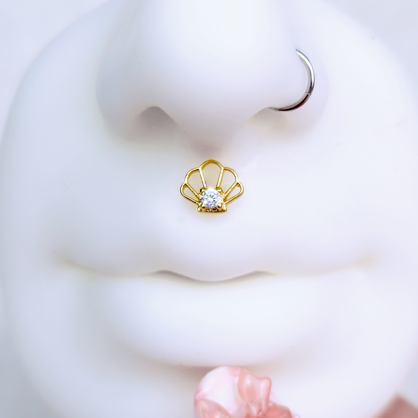 16G 5/16 Clear CZ Gem Gold Tone Nautical Labret Tragus Set of 3