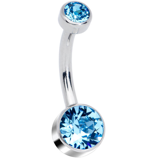 Aqua 6mm Titanium Internal Thread Belly Ring Created with Crystals