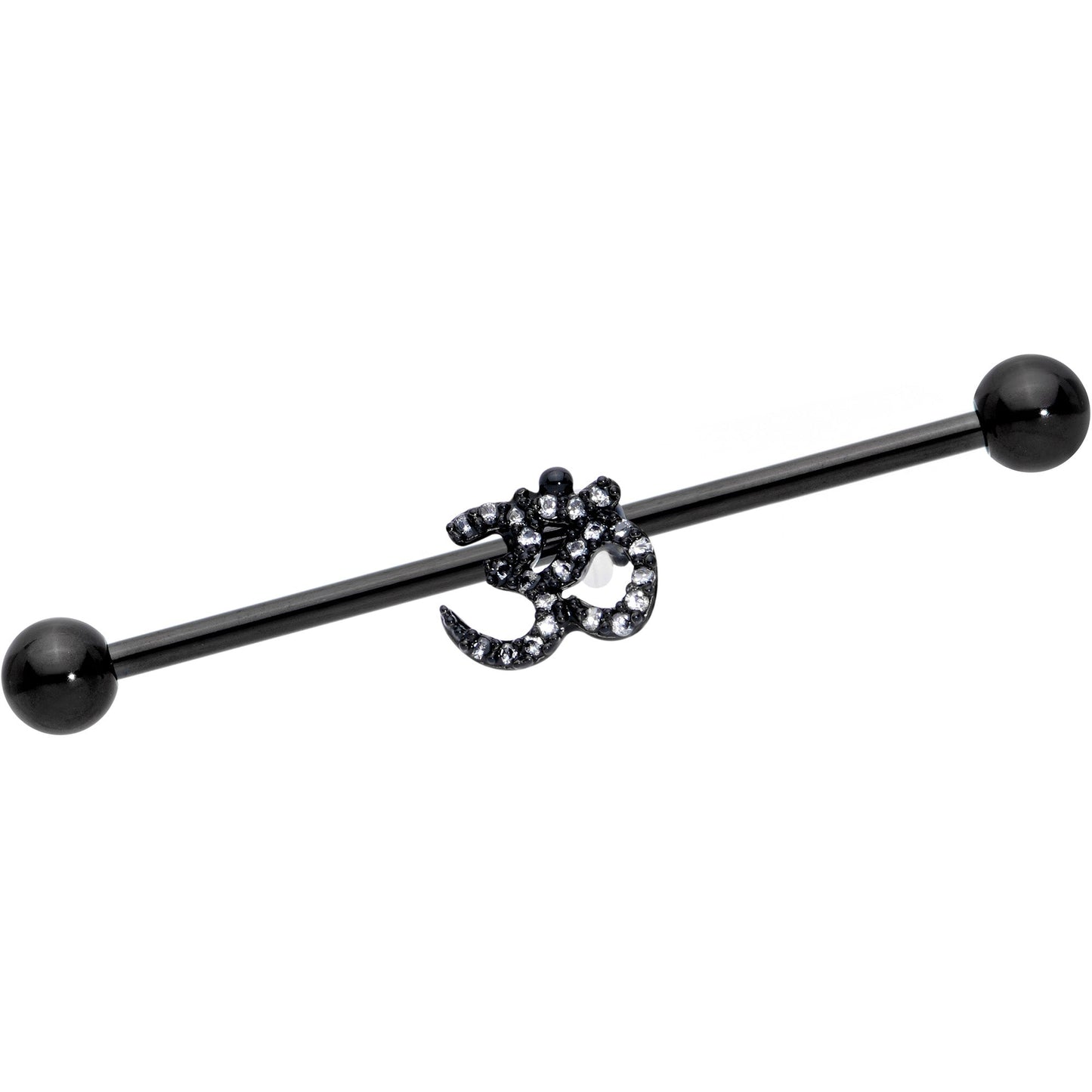 14G Clear CZ Gem Black Amazing Om Industrial Barbell 38mm
