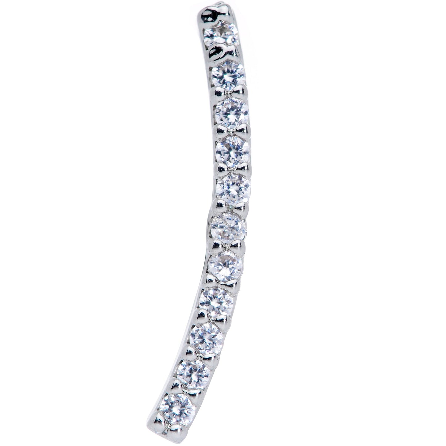 16G 1/4 Clear CZ Gem Curve Internal Thread Labret Monroe Tragus