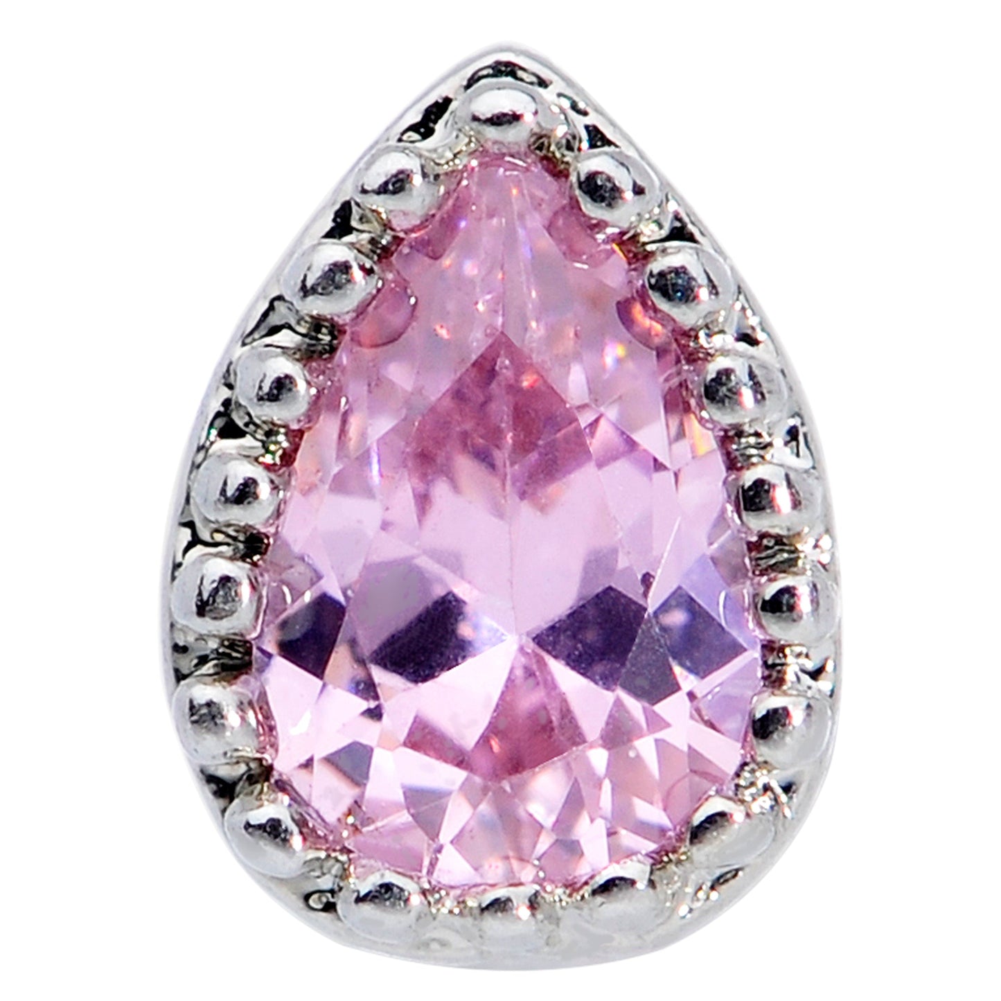 20G 1/4 Pink CZ Gem Teardrop Nose Bone