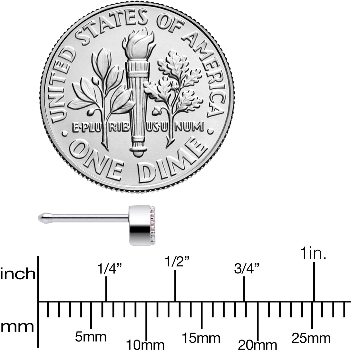 20G 1/4 Pink CZ Gem Teardrop Nose Bone