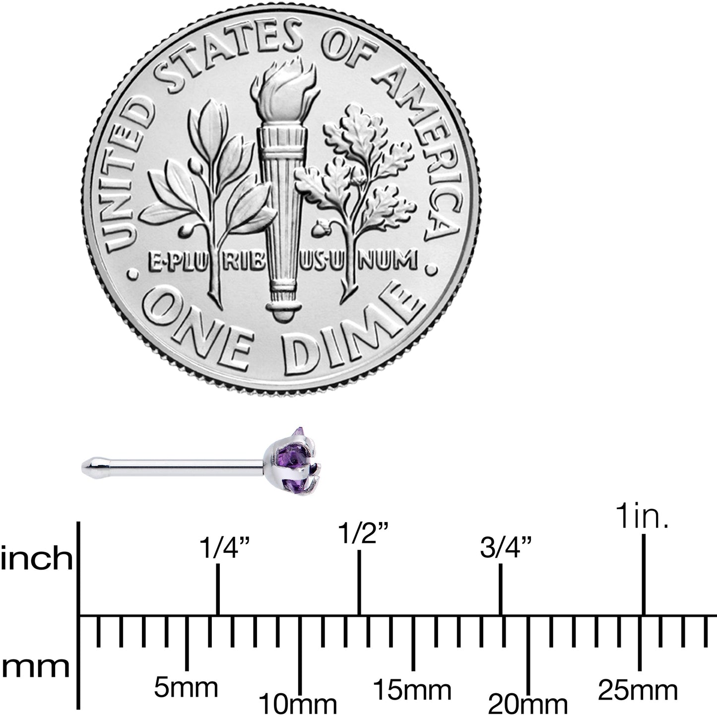 20G 5/16 Purple CZ Gem Star Nose Bone 3mm