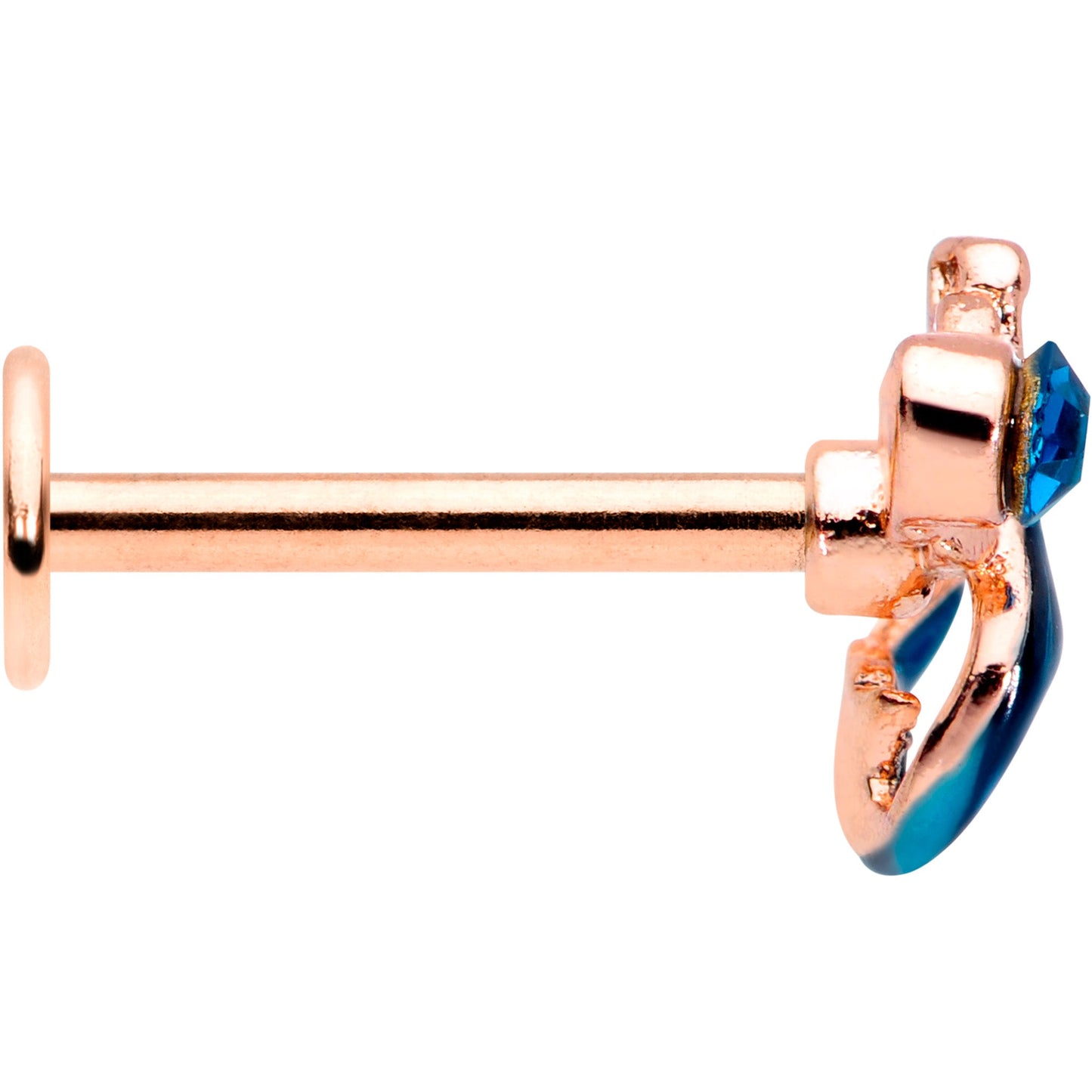 16G 5/16 Blue Gem Rose Gold Tone Mermaid Labret Monroe Tragus