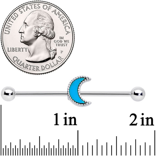 14G  Faux Turquoise Crescent Moon Industrial Barbell 38mm