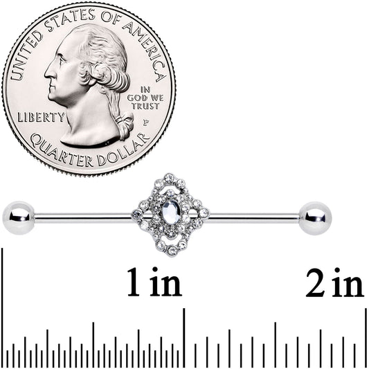 14G Clear Gem Baroque Cross Industrial Barbell 38mm