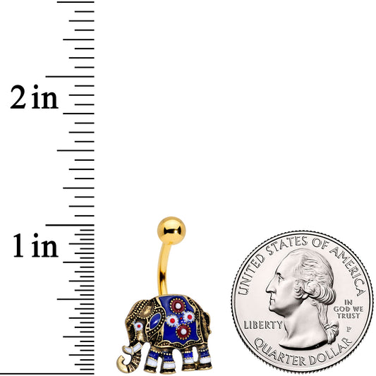 Gold Tone Rococo Elephant Belly Ring