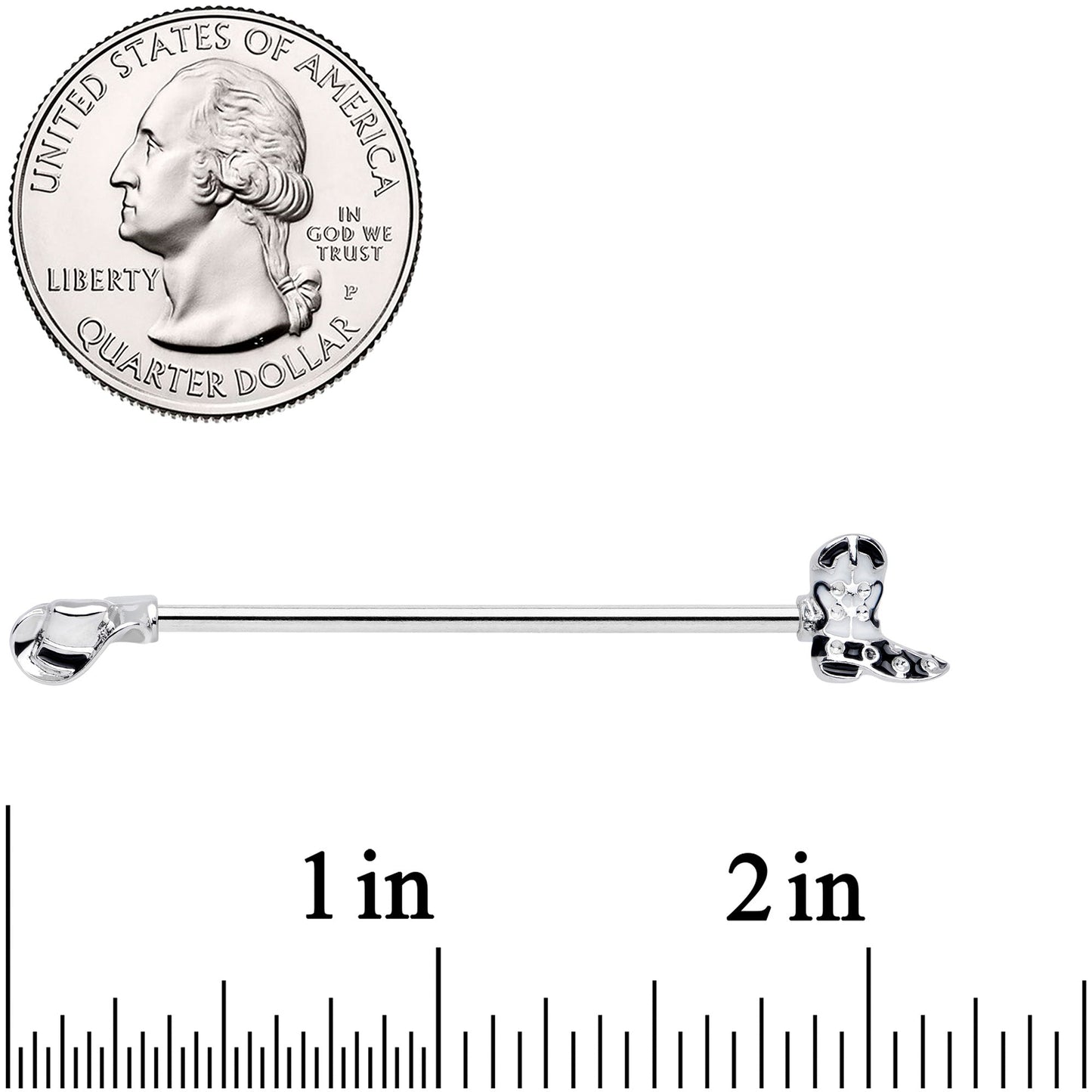 14G Western Boot Hat Industrial Barbell 38mm