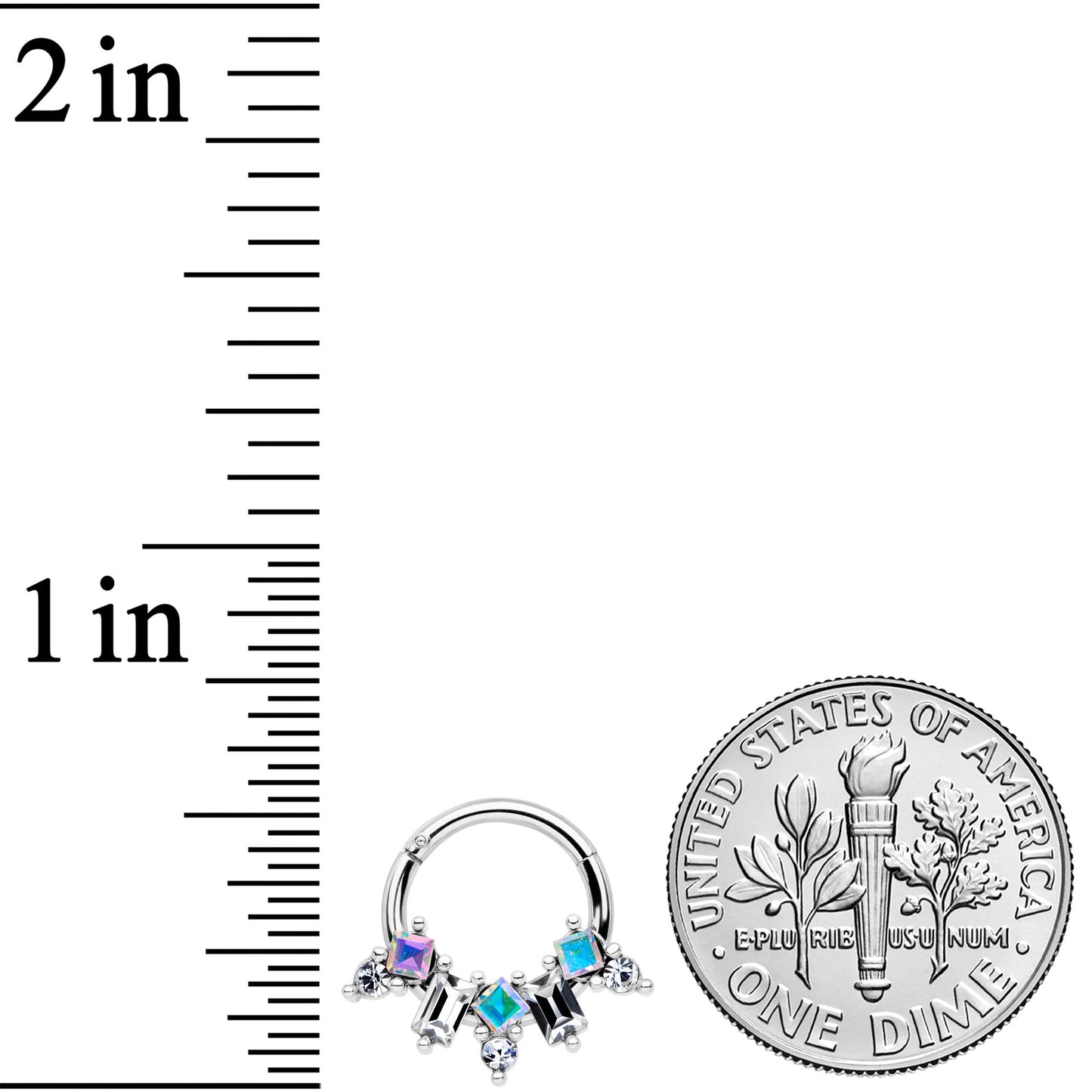 16G 5/16 Aurora CZ Gem Fan Hinged Segment Ring