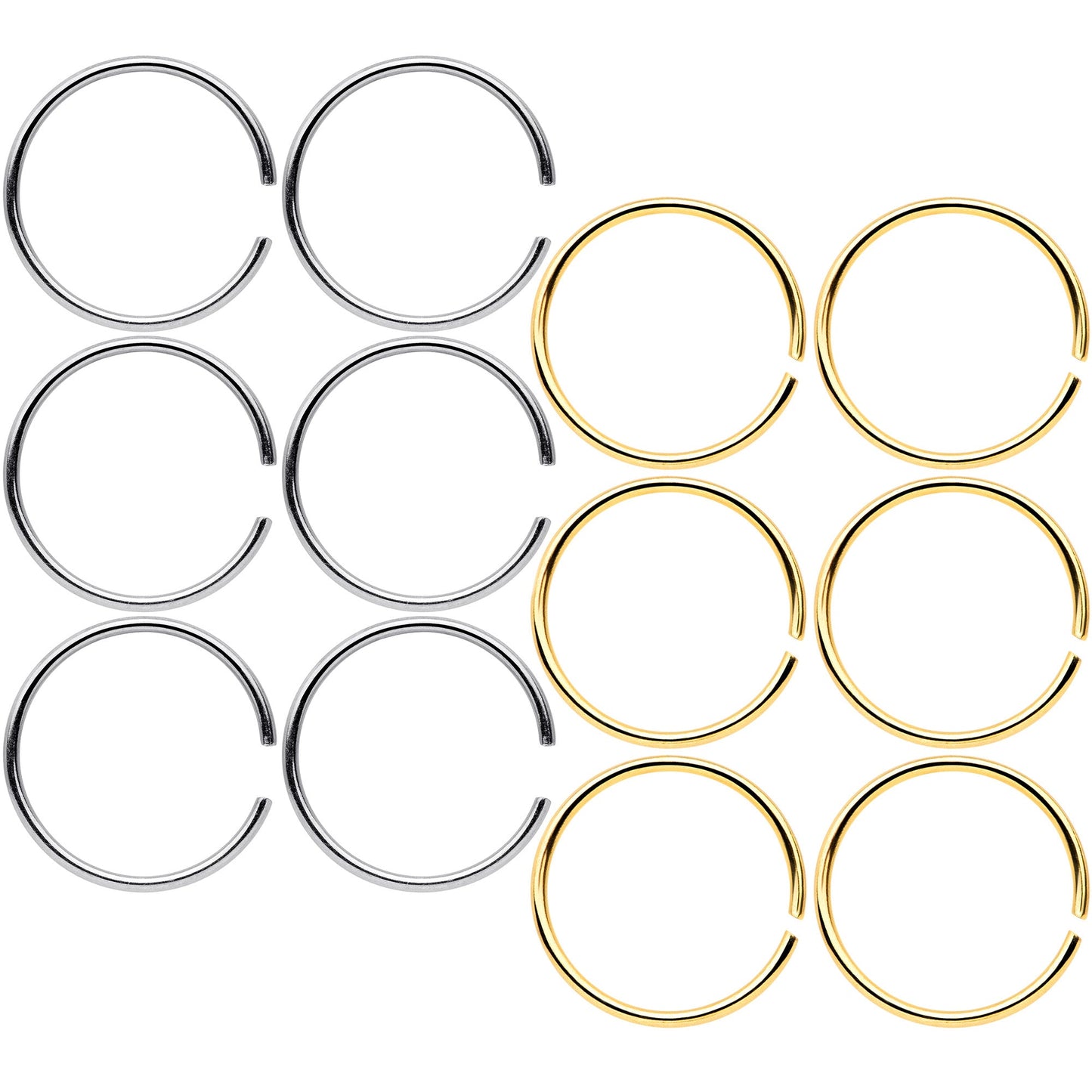 22G 5/16 Steel Gold Tone Anodized Seamless Circular Ring Set of 12