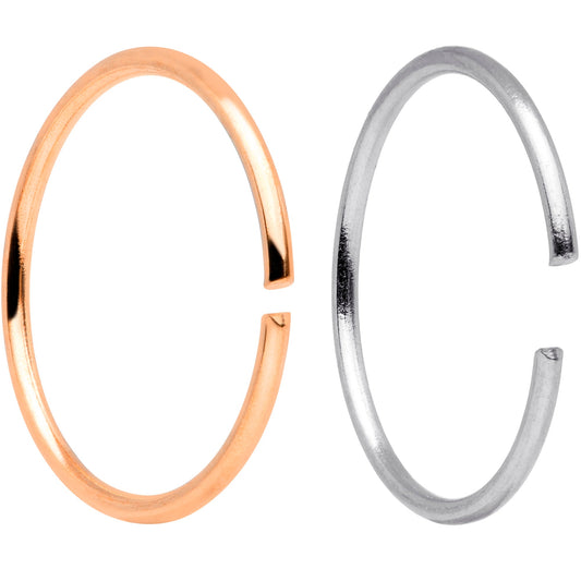 22G 5/16 Steel Rose Gold Tone Anodized Seamless Circular Ring Set of 12