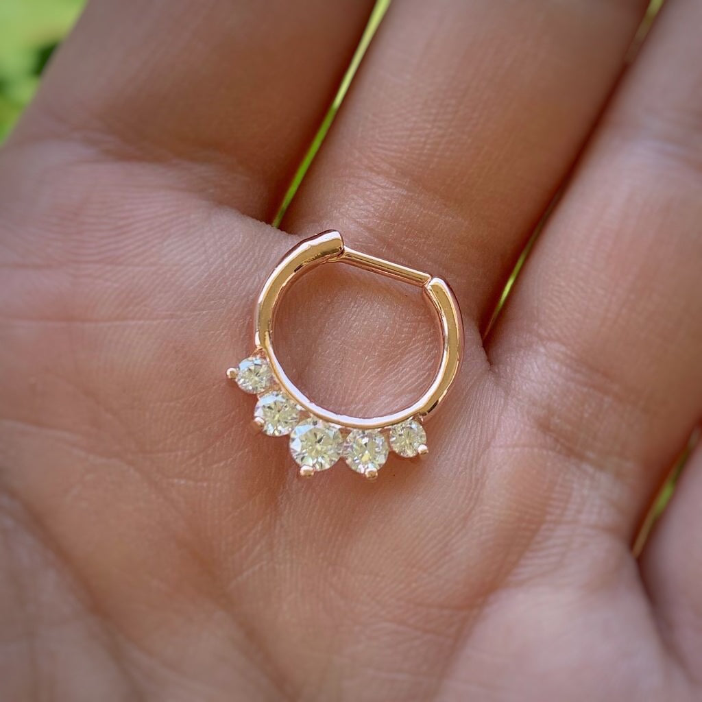 16G 1/4 Clear Gem Rose Gold IP Luxe Cartilage Clicker