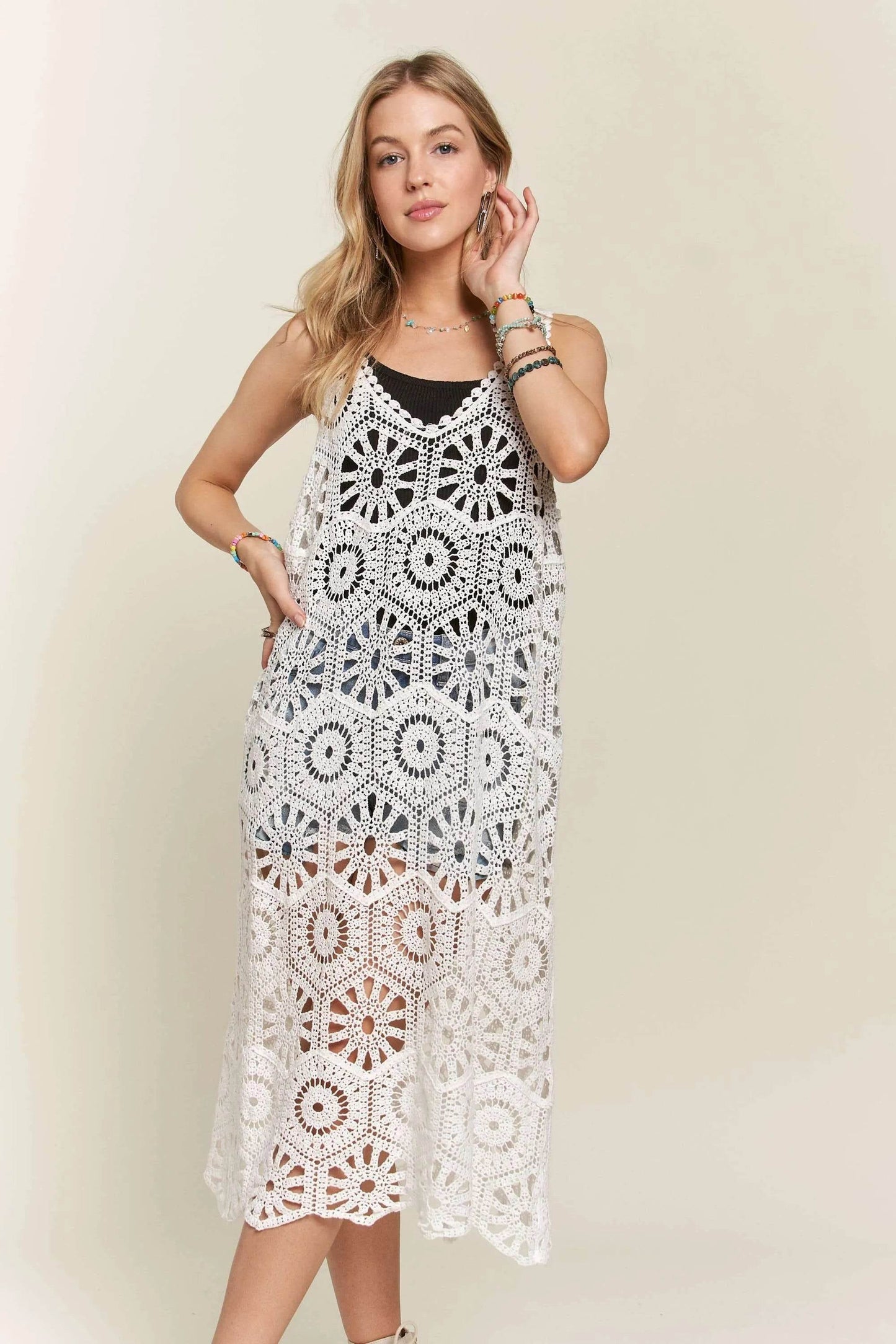 ADORA Crochet Cover-Up Tunic Top