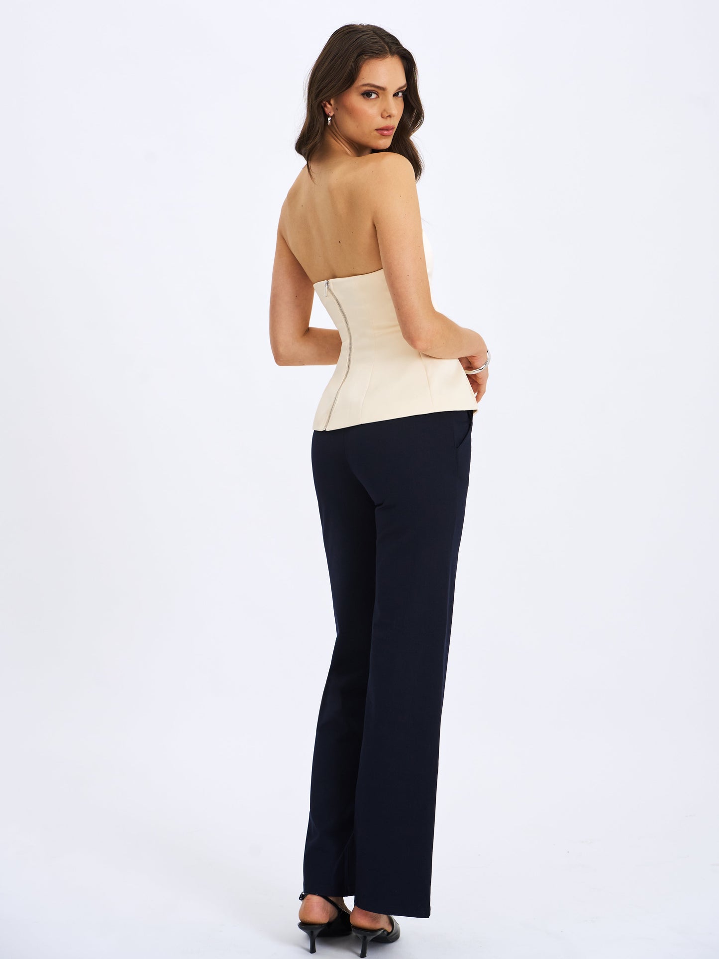 Yanin Navy Low-Rise Straight Leg Pants