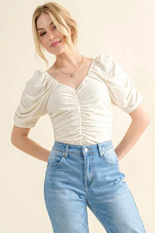 And The Why Buttery Soft Ruched Detailed Jersey Bodysuit
