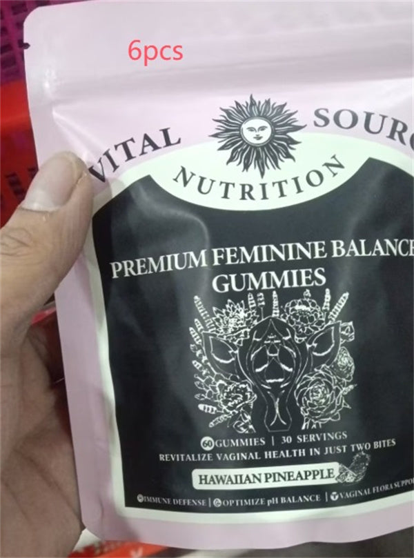 Premium Feminine Balance Gummies, Hawaiian Pineapple Flavor, Supports PH Balance & Vaginal Health, 60 Gummies, 30 Servings